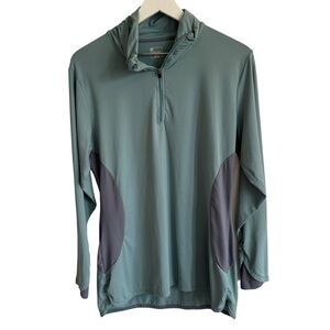 Title Nine Performance Quarter Zip Pullover, Green & Gray, Size XL